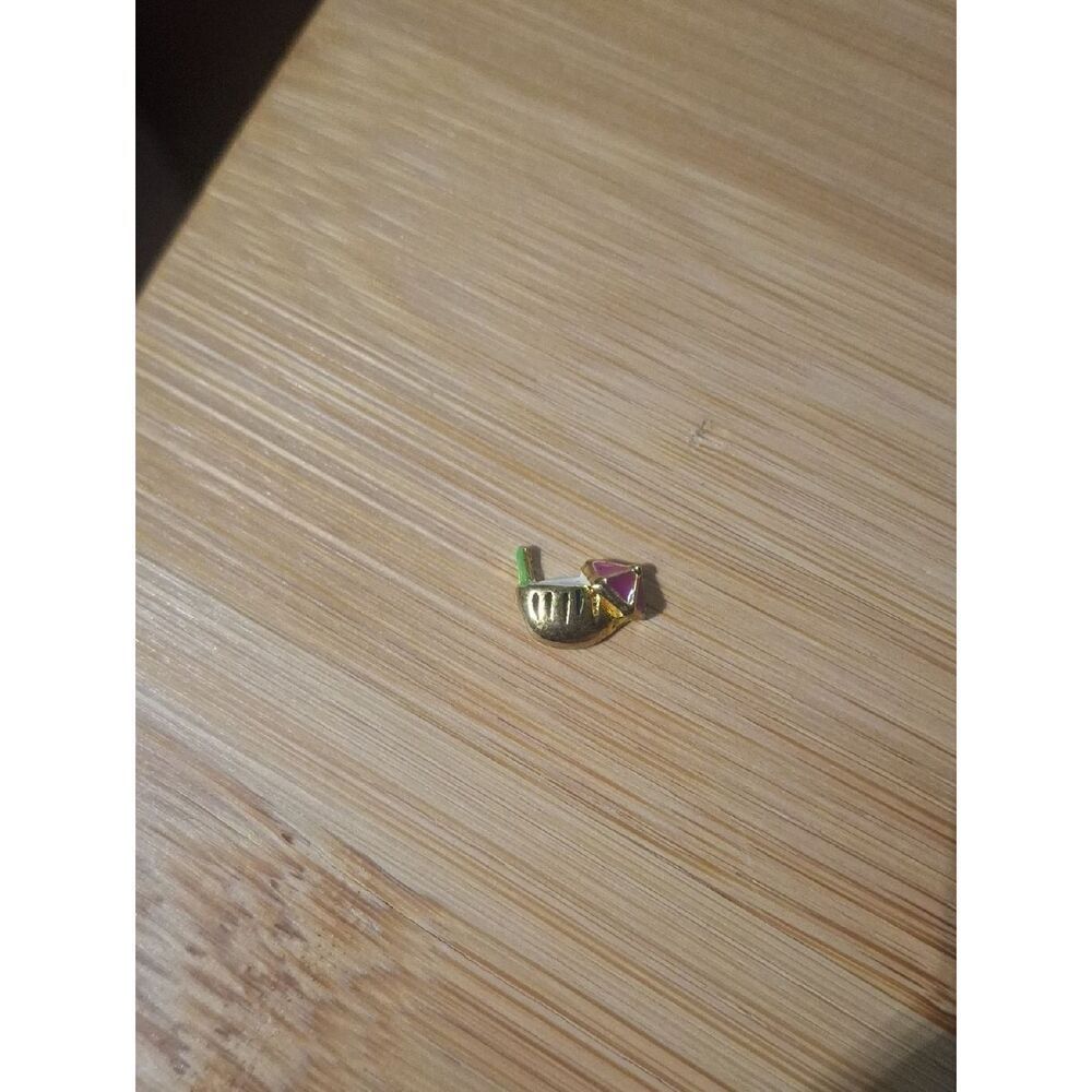 Gold-tone Tropical Drink Charm With Umbrella For Floating Lockets
